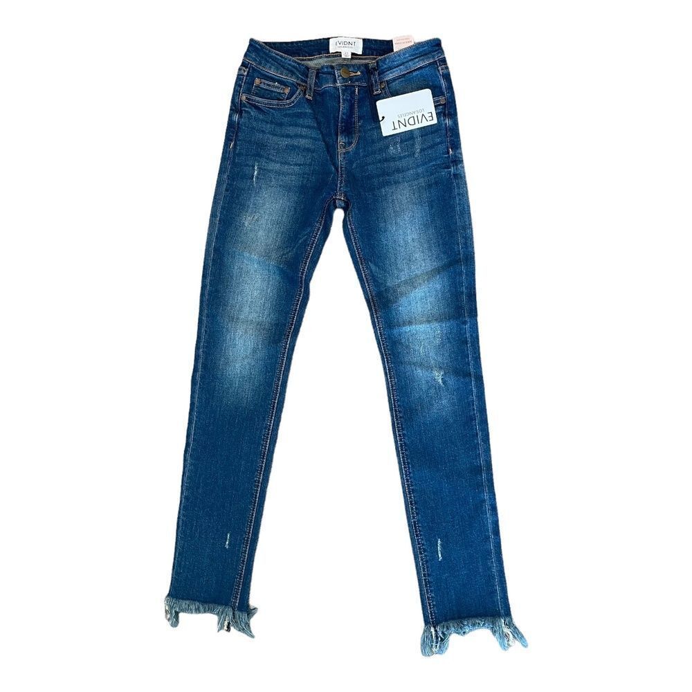 NWT Evidnt Los Angeles Hermosa Womens Dark Blue Skinny Ankle Distressed Jeans 25